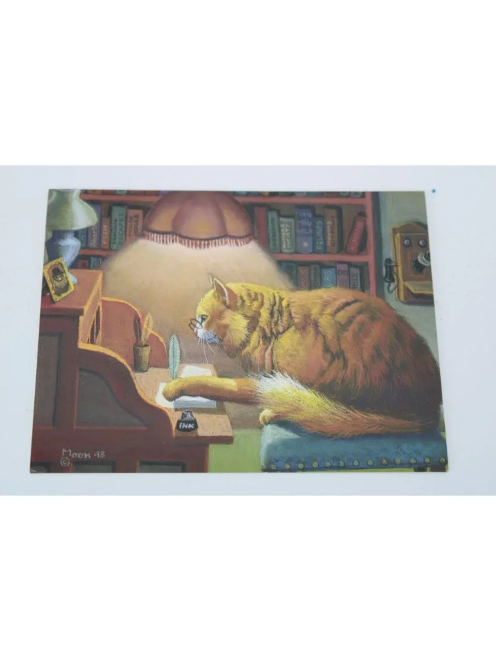 20 The Writer Author Cat Greeting Card by Bryan Moon Blank 94586 Vintage